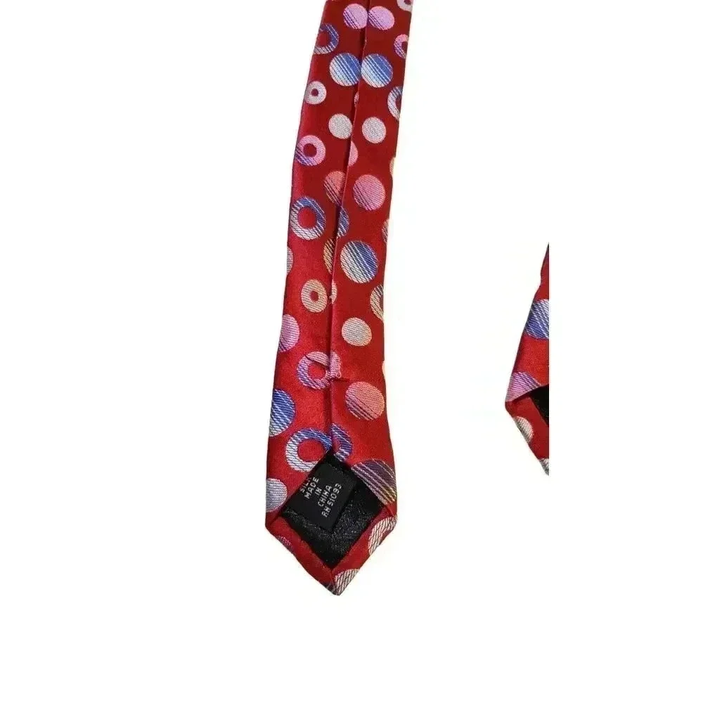 Tango Tie Necktie Neckwear Red Multicolored‎ Circle Pattern Luxury Designer Work